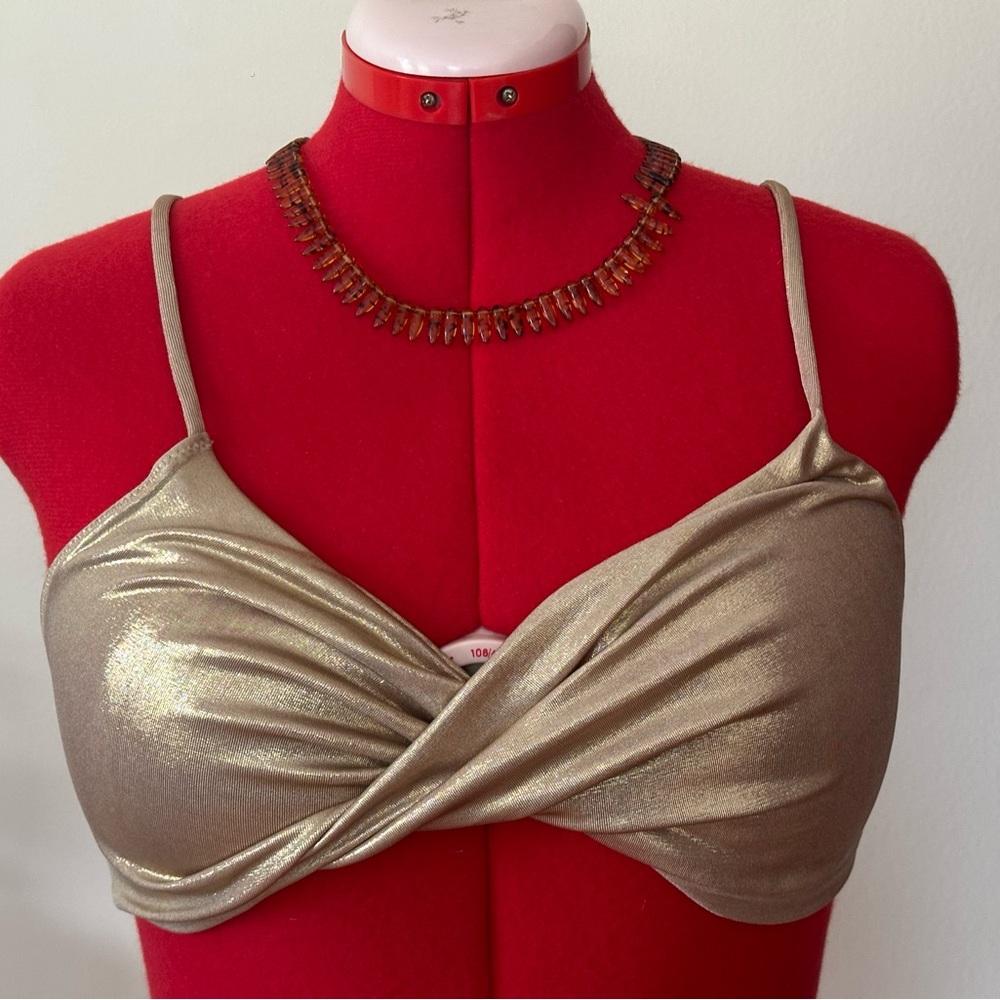 FREE PEOPLE Shimmering Gold Bra Top